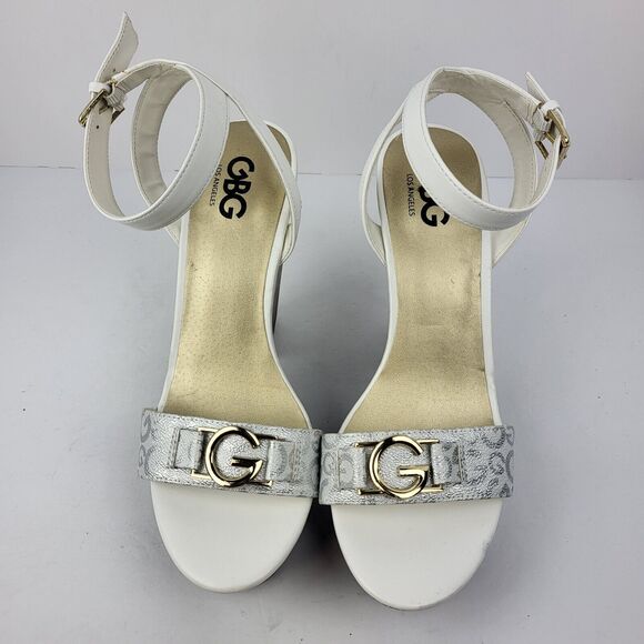 GBG Los Angeles Selah ankle strap Block Heel White Sandal - Picture 7 of 15